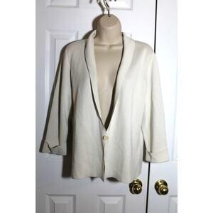 Eileen Fisher Organic Cotton & Silk Blend Ivory Sweater Blazer sz M